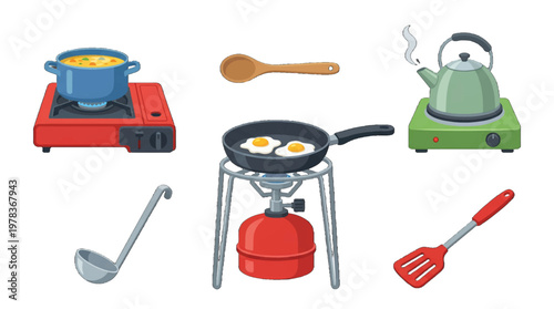 Cooking tools on display for preparing meals at home during daytime hours