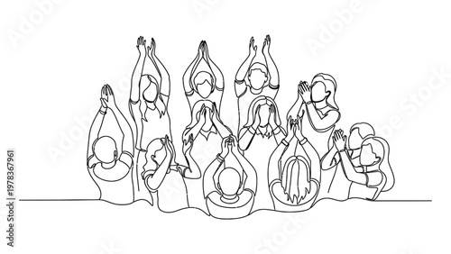 Continuous line drawing of people in yoga poses. Continuous line style. Hand drawn. Line art. Vector design. illustration
