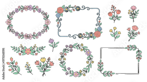 Floral designs with various shapes and styles for decorations and crafts