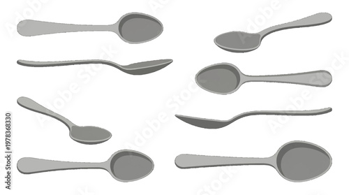 Different types of spoons arranged on a flat surface for display or selection