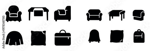 Furniture icons with chair sofa table minimal