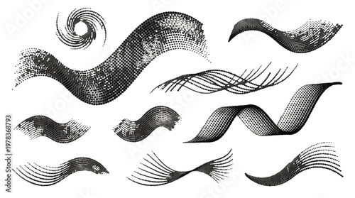 Various patterns of dots and lines arranged in different shapes on a white background during a graphic design session