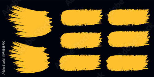 Black and yellow abstract background with brush stroke and halftone style. abstract grunge