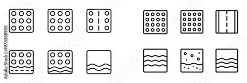 Medicine icons with blister tablet pack outline