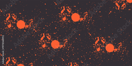 Orange and black grunge urban background with dry rough texture and halftones pattern. Hand drawn punk vector retro banner. Overlay texture stamps with vintage grunge modern