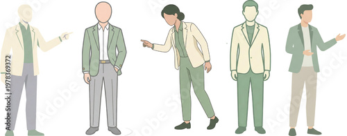 illustration of diverse businessmen in various poses and outfits