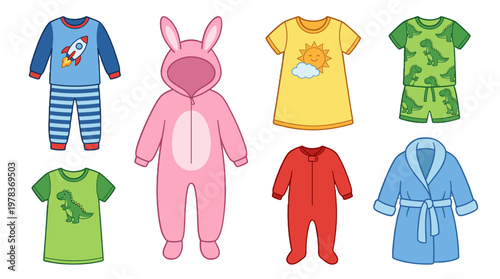 Different types of kids sleepwear for various occasions and themes available for purchase