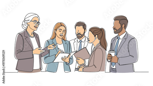 Diverse business team collaborating together.