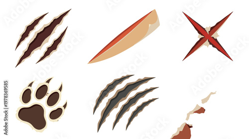Claw marks and sharp objects are shown in a colorful design that highlights nature and danger