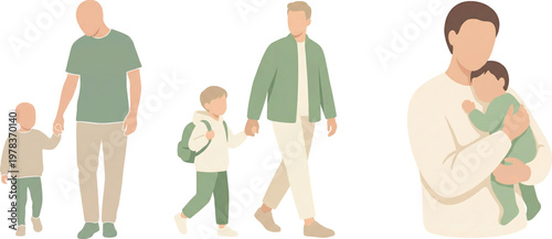 illustration of a father and son relationship stages flat design