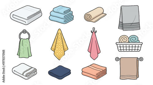 Different types of towels and their arrangement in a simple layout