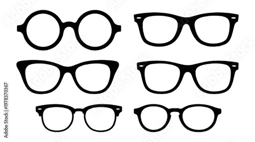 Different styles of glasses displayed in a simple arrangement showing various shapes and sizes for visual reference