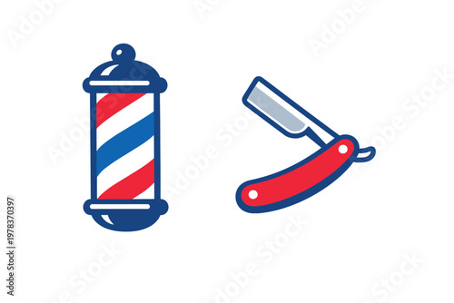 A vector illustration featuring a traditional red, white, and blue