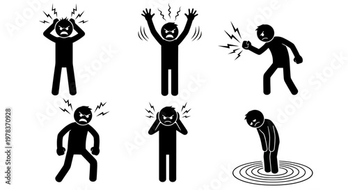 Emotive stick figures express various feelings and reactions in a simple graphic