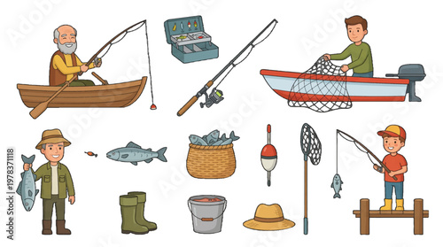 Fishers enjoy time by the water using rods and nets to catch fish during their weekend outing