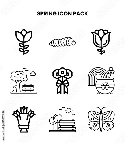 Spring Line Vector Icons Pack
