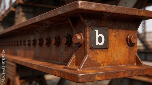 Rusty metal beam with bolted joints