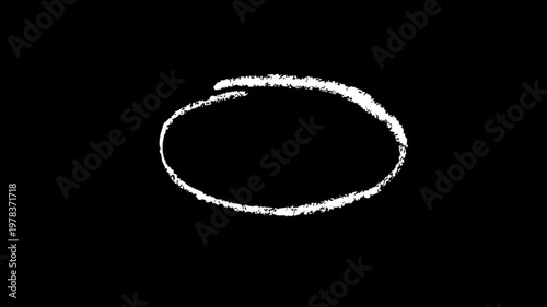 circle on white background in animated scribble style stop motion. Symbol of ellipse hand drawn in isolated footage ready to use in online interface to highlight necessary information