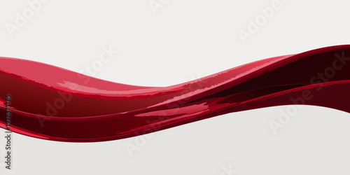 A flowing glossy red ribbon against a pale background