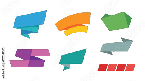 Colorful geometric shapes used for design and decoration in various forms and orientations on a plain background in a creative setting