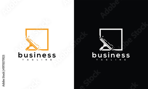 Modern Window Cleaning Squeegee Logo Design Concept