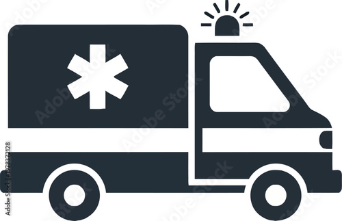 Ambulance Icon - Emergency Medical Vehicle with Star of Life.