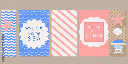 Four colorful patterned bookmarks with seaside and summer themes displayed