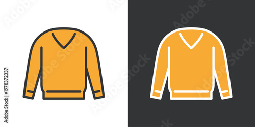 Vネックセーターのシンプルな線画アイコン