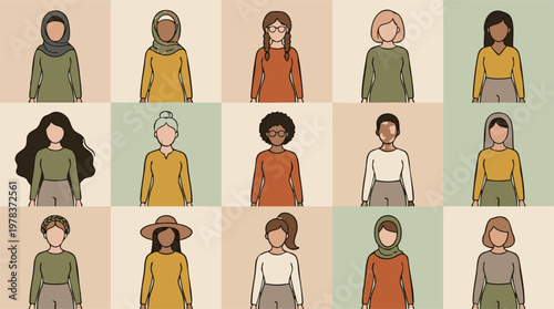 Diverse group of women featuring various ethnicities, ages, and styles