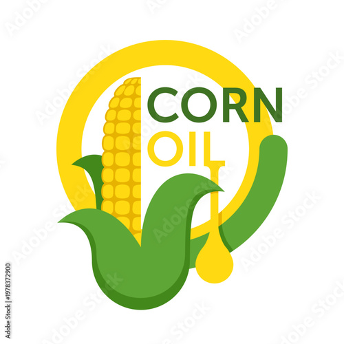 Corn Oil Natural Vegetable Product geometric Emblem