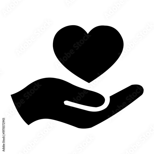 Heart care icon love support simple illustration