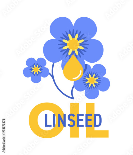 Linseed Oil Natural Flaxseed Product Emblem