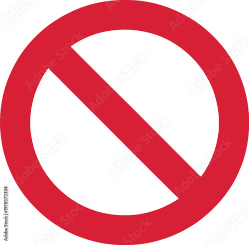 No symbol prohibition sign, empty red crossed circle forbidden icon vector isolated on transparent background for warning restriction and safety design.