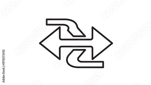 Black Crossing Arrows Icon for Directional, Decision Making, and Strategy Concepts