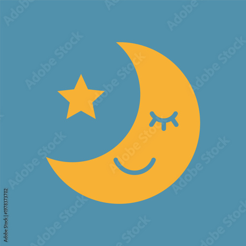 シンプルな三日月と星のアイコン