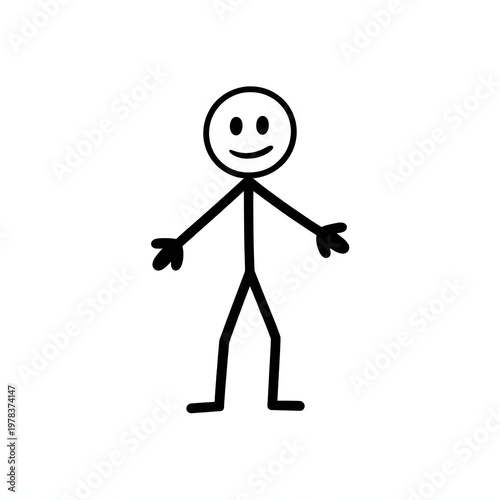 minimalist stick figure waving hand isolated on white background vector illustration