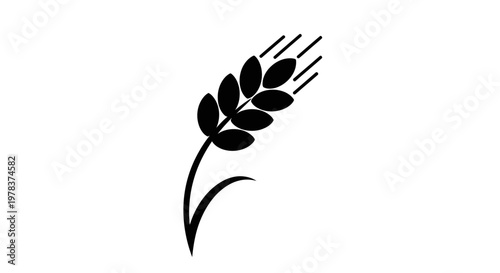 Wheat, grain, black icon, vector, agriculture symbol, food illustration