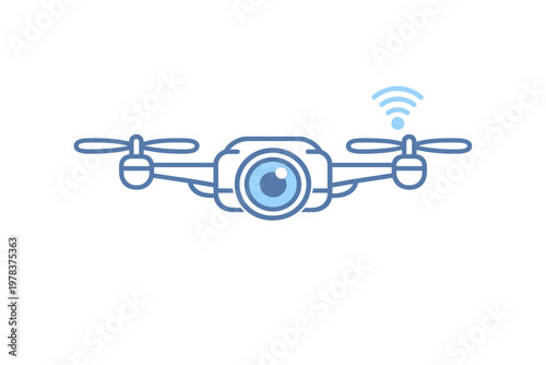 A minimalist flat vector illustration of a modern drone with a