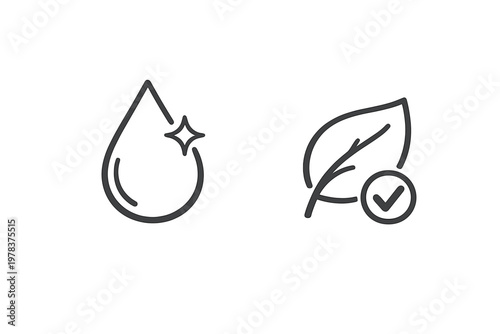 A minimalist vector illustration featuring two separate line art icons