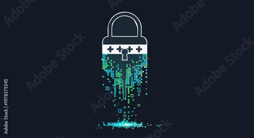 Digital Security and Data Protection A Visual Metaphor of a Padlock with Digital Elements