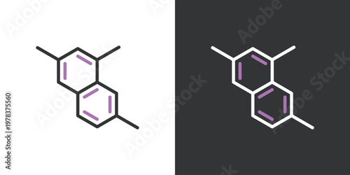 シンプルな化学構造のラインアイコン