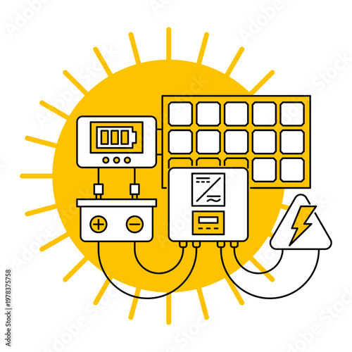 Solar panel and electric equipment concept in thin line