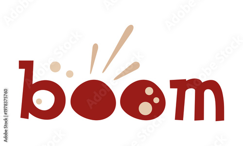 Lettering Boom. Comic text, superhero quote, phrase. Super hero stylized letters image.