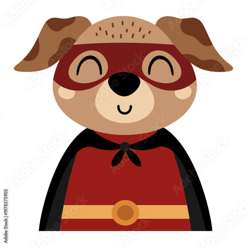 Cute Superhero Dog Image. Cartoon Super Hero Animal Character Vector Clipart. Kids Shirt Design.