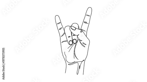 A hand gesture with two fingers raised. Continuous line style. Hand drawn. Line art. Vector design. illustration