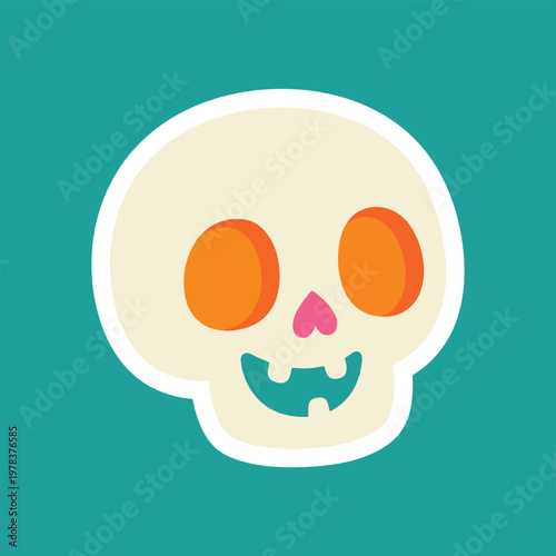 Fun Flat Skull Cartoon Graphic Illustration for Halloween Celebration Design