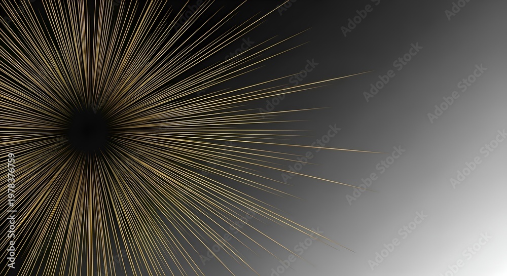 Naklejka premium Abstract Golden Starburst Explosion on Dark Gradient Background