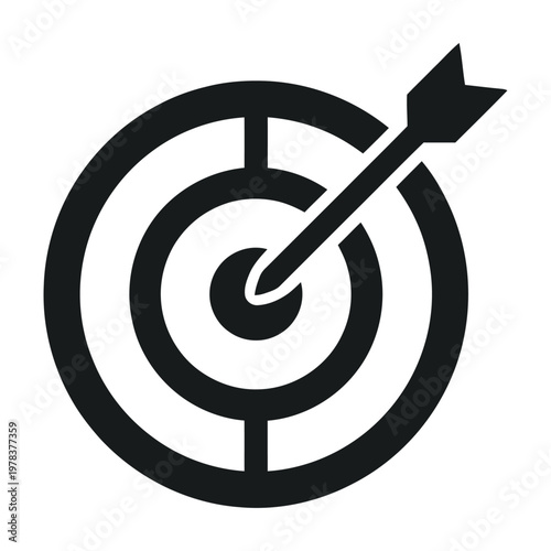 Target icon with arrow hitting the center bullseye for success and goal achievement