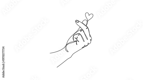 a hand holding a small heart. Continuous line style. Hand drawn. Line art. Vector design. illustration