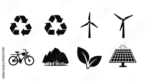 Eco friendly icons for sustainable living.